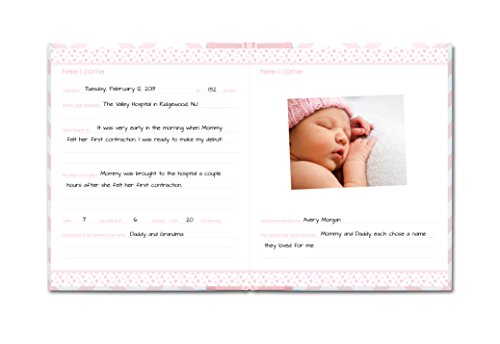 Pearhead First 5 Years Chevron Baby Memory Book With Clean-Touch Baby Safe Ink Pad To Make Baby's Hand Or Footprint Included, Newborn Milestone And Pregnancy Journal, Pink