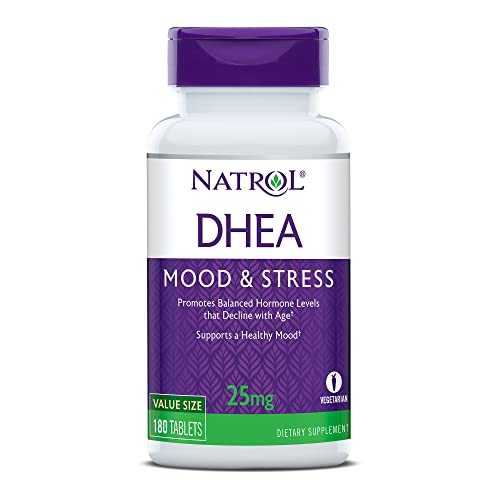 Natrol DHEA Tablets, Promotes Balanced Hormone Levels, Supports a Healthy Mood, Supports Overall Health, Helps Promote Healthy Aging, HPLC Verified, 25mg, 180 Count