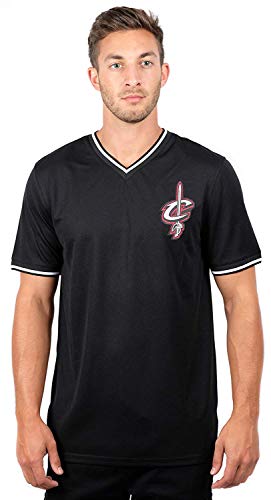 Ultra Game NBA Cleveland Cavaliers Mens Jersey V-Neck Mesh Short Sleeve Tee Shirt, Black, Medium