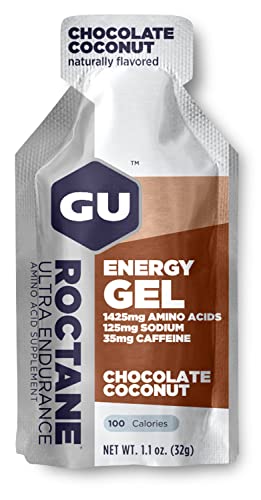GU Energy Roctane Ultra Endurance Energy Gel, Quick On-The-Go Sports Nutrition for Running and Cycling, Chocolate Coconut (24 Packets)