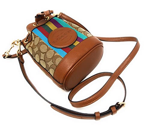 COACH Women's Mini Dempsey Bucket Bag In Signature Jacquard With Stripe Patch (Khaki - Multi)