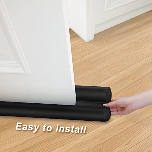 MAXTID Large Door Draft Stopper 36 Inch Under Door Draft Noise Blocker Black Gap Stoppers Entry Door Draft Guard for Bottom of Doors Adjustable Twin Door Draft