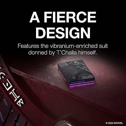 Seagate Black Panther SE FireCuda External HDD - USB 3.2, Customizable RGB LED Magenta, Works with PC, Mac, Playstation, and Xbox, 1-yr Rescue Services (STLX2000401)