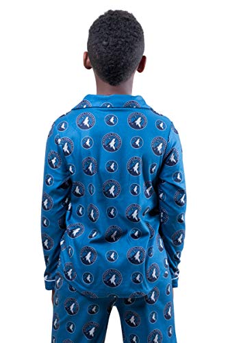 Ultra Game NBA Minnesota Timberwolves Youth 2 Piece Soft Tee Shirt and Lounge Pants Sleepwear Loungewear Pajama Set, Team Color, 7