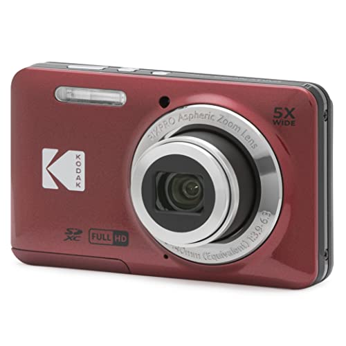 KODAK PIXPRO Friendly Zoom FZ55-RD 16MP Digital Camera with 5X Optical Zoom 28mm Wide Angle and 2.7' LCD Screen (Red)