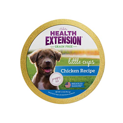 Health Extension Wet Dog Food, Grain-Free, Natural Food Cups for Dogs with Added Vitamins Include 6 Chicken Recipe Cups, Each Cup Weight (3.5 Oz / 99.2 g)
