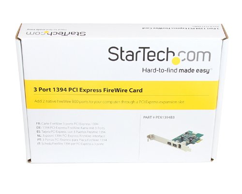 StarTech.com 3 Port 2b 1a 1394 PCI Express FireWire Card Adapter - 1394 FW PCIe FireWire 800 / 400 Card (PEX1394B3)