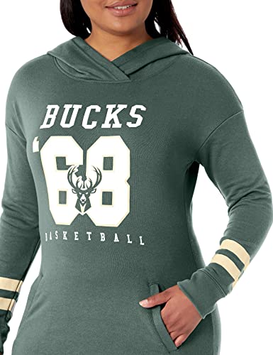 Ultra Game NBA Milwaukee Bucks Womens Tunic Hoodie Pullover Terry Sweatshirt, Team Color, Small