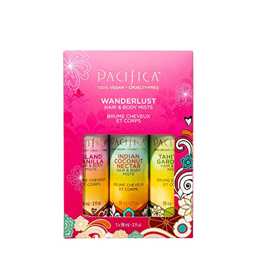 Pacifica Beauty | Wanderlust Hair Perfume and Body Spray Trial Set | Featuring Island Vanilla Mini | 3 Scents | Fragrance Sampler Gift Set | Natural + Essential Oils | Clean | Vegan + Cruelty Free
