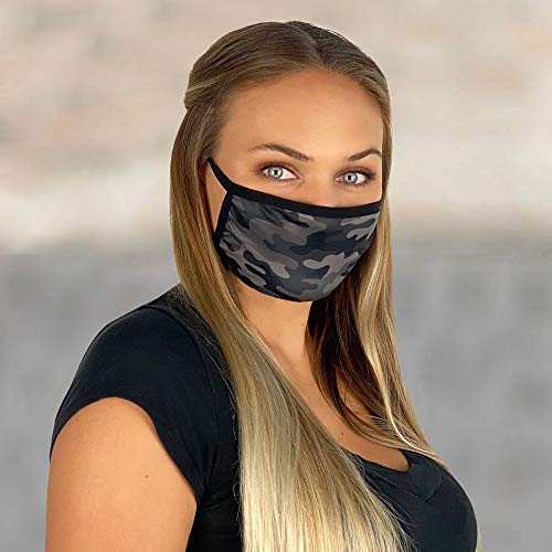 Washable and Reusable Cotton Designer Fashion Face Masks for Woman. Soft Comfortable Breathable Cute Stylish Adjustable 2-layer Face Cover Adults - Urban Camo
