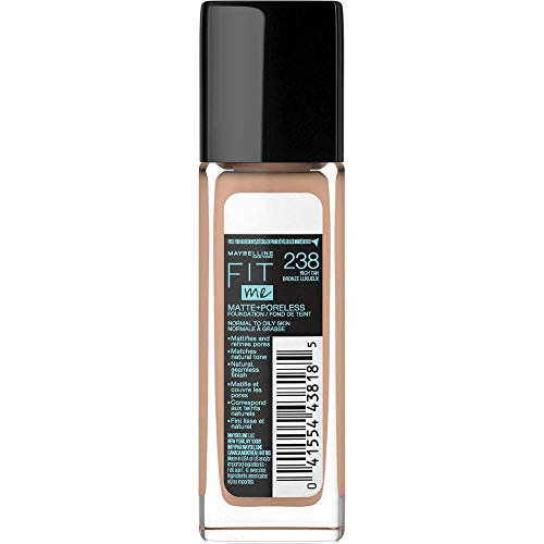 Maybelline Fit Me Matte + Poreless Liquid Oil-Free Foundation Makeup, Rich Tan, 1 fl; oz
