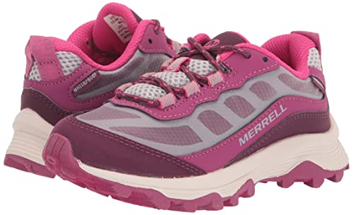 Merrell Moab Speed Low Waterproof Hiking Sneaker, Grey/Berry, 13 US Unisex Big Kid