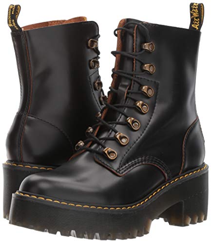 Dr. Martens Shoes Leona Boot, Black Vintage Smooth, 3 UK, Women's 5 US