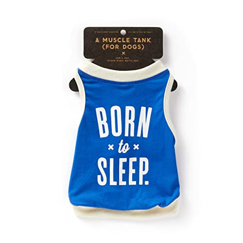 Brass Monkey Born to Sleep Dog Tank; Pre-Shrunk Cotton Pet Muscle Tank; Medium (22' Chest); Cute Dog Accessories with Eye-Catching Design