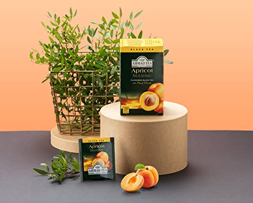 Ahmad Tea Black Tea, Apricot Sunrise Teabags, 20 ct (Pack of 6) - Caffeinated and Sugar-Free