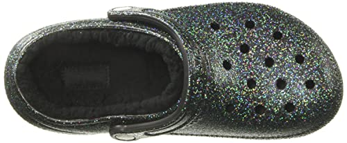 Crocs unisex adult Men's and Women's Classic Lined | Fuzzy Slippers Clog, Starry Skies Glitter, 7 Women 5 Men US