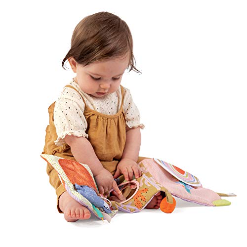 Manhattan Toy Llama Themed Soft Baby Activity Book with Squeaker, Crinkle Paper and Baby-safe Mirror