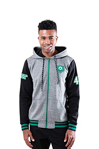 NBA Boston Celtics Mens Men's Full Zip Fleece Hoodie Letterman Varsity Jackett, Team Color, M