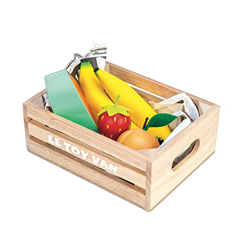 Le Toy Van Honeybake Collection Fruits '5 A Day' Food Crate Premium Wooden Toys for Kids Ages 3 Years and Up