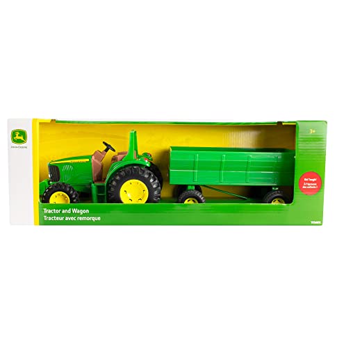 TOMY John Deere Kids Tractor Toy with Flarebox Wagon Set, 8 Inches