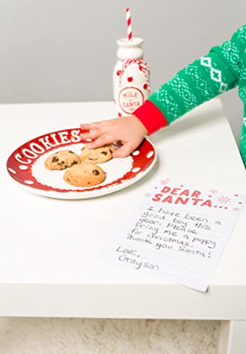 Pearhead Christmas Cookies for Santa Plate, Milk Jug and Dear Notepad Set, Holiday Gift Collection