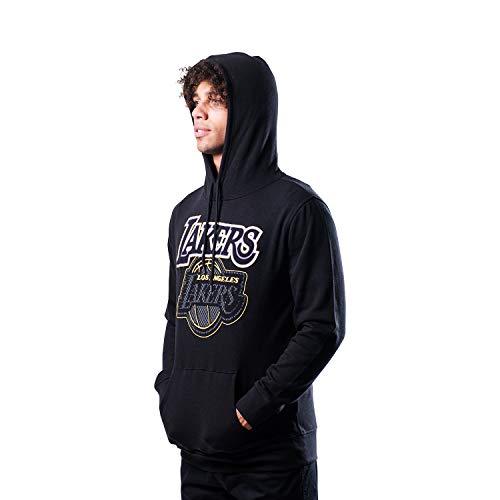 NBA Los Angeles Lakers Men's Fleece Hoodie Pullover Sweatshirt Primo Metallic, Large, Black