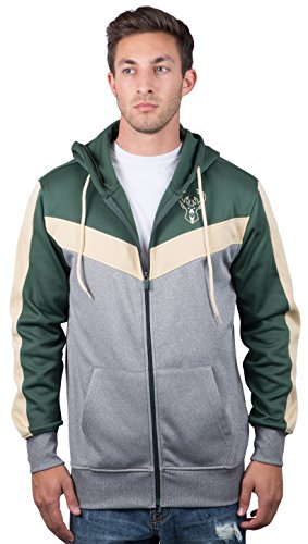 Ultra Game NBA Milwaukee Bucks Mens Soft Fleece Full Zip Jacket Hoodie, Team Color, Large