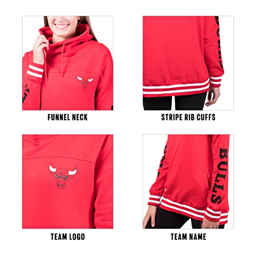 Ultra Game NBA Chicago Bulls Womens Quarter Zip Fleece Pullover Sweatshirt with Zipper, Team Color, Large