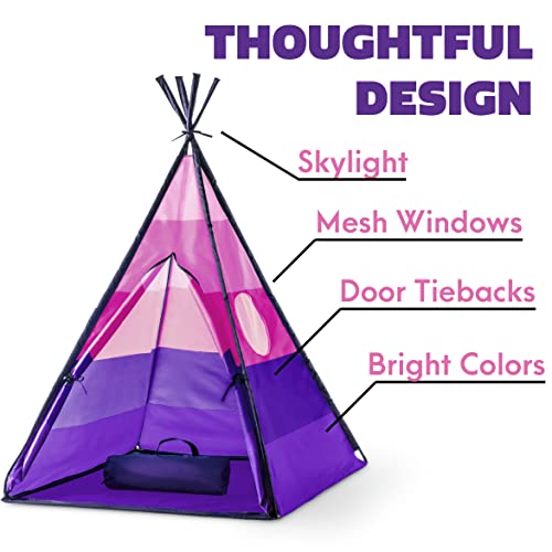 USA Toyz Happy Hut Teepee Tent for Kids - Indoor Pop Up Teepee Kids Playhouse Tent for Boys, Girls, Toddler Tent, Kids Tent Indoor Tepee with Portable Kids Play Tent Storage Bag, Kids Teepee (Pink)