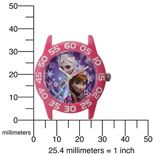 Disney Frozen Kids' Plastic Time Teacher Analog Quartz Nylon Strap Watch, Pink/Purple
