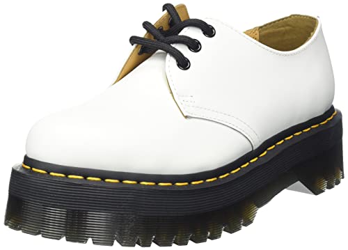 Dr. Martens Unisex 1461 Quad Oxford, White Polished Smooth, 6 US Men