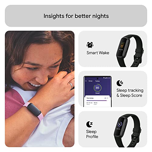 Fitbit Inspire 3 Health and Fitness Tracker with Stress Management, Workout Intensity, Sleep Tracking, 24/7 Heart Rate and more, Midnight Zen/Black One Size (S and L Bands Included)