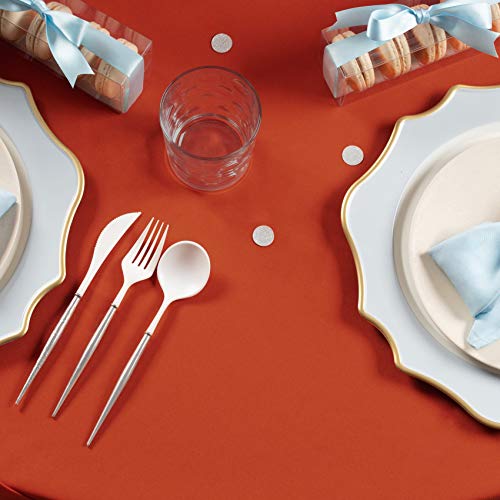 Gee Di Moda Rectangle Tablecloth | 90 x 132 Inch - Burnt Orange Rectangular Table Cloth for 6 Foot Table in Washable Polyester | Great for Buffet Table, Parties, Holiday Dinner, Wedding and Baby Shower