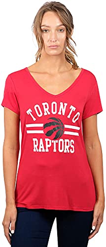 Ultra Game -NBA Toronto Raptors Womens Box Out Varsity Stripe Tee Shirt, Team Color, Medium