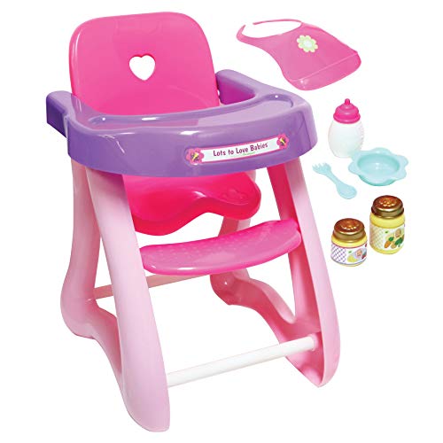 JC Toys - for Keeps Playtime! | Baby Doll High Chair | Fits Dolls up to 17' | Sturdy High Chair and Play Accessories | Ages 2+, Pink