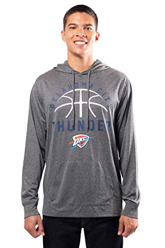 Ultra Game NBA Oklahoma City Thunder Mens Super Soft Lightweight Pullover Hoodie, Heather Charcoal , Small