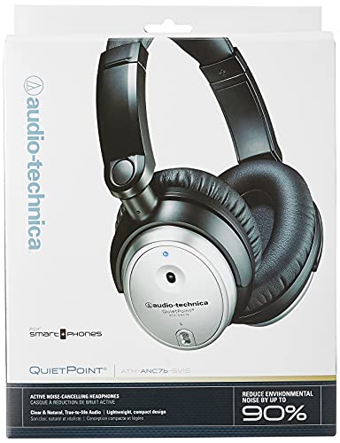 Audio-Technica ATH-ANC7b-SViS QuietPoint Noise-Cancelling Headphones with In-Line Mic and Control