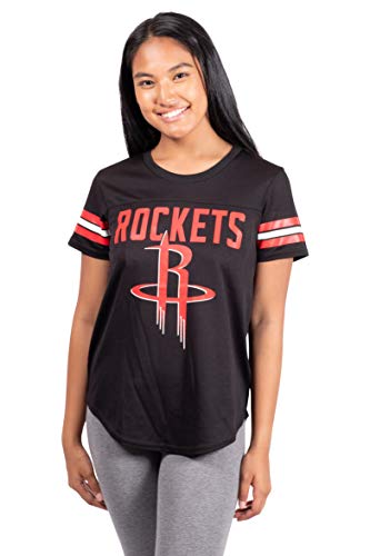 Ultra Game NBA Houston Rockets Womens Soft Mesh Jersey Tee Shirt, Black, X-Large