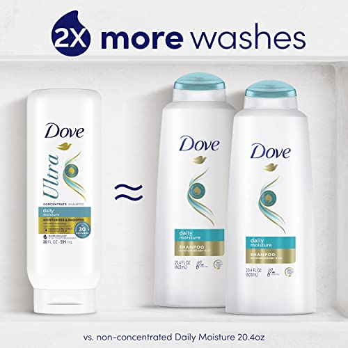 Dove Concentrate Shampoo And Conditioner Set For Dry Hair Moisturizes And Smooths In 30 seconds, 2X More Washes, Combo Pack, 20 fl oz (Pack of 2)