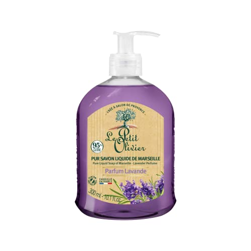 Le Petit Olivier Pure Marseille Liquid Soap - Lavender Perfume - Gently Cleanses Skin - Delicately Perfumed - Vegetable Origin Based - 10.1 oz