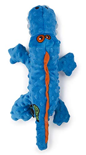 goDog Gators Squeaker Plush Pet Toy for Dogs and Puppies, Soft and Durable, Tough and Chew Resistant, Reinforced Seams - Blue, Large