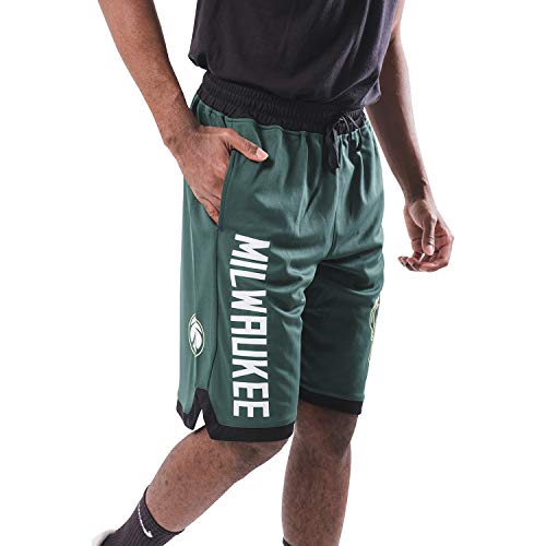 Ultra Game NBA Milwaukee Bucks - Giannis Antetokounmpo Mens Active Mesh Basketball Short, Team Color, Small