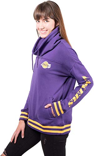 Ultra Game NBA Los Angeles Lakers Womens Quarter Zip Fleece Pullover Sweatshirt with Zipper, Team Color, X-Large