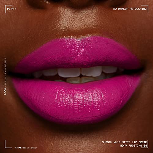 NYX PROFESSIONAL MAKEUP Smooth Whip Matte Lip Cream, Long Lasting, Moisturizing, Vegan Liquid Lipstick - Bday Frosting (Violet Red)