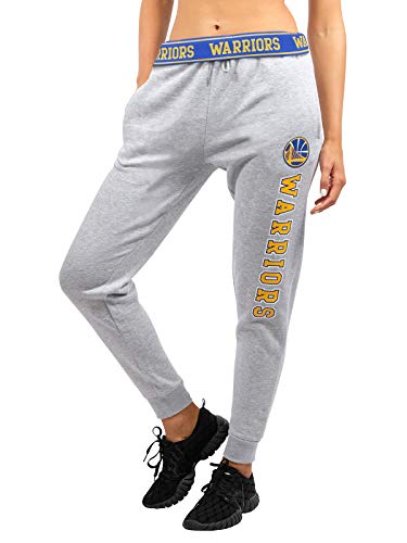 Ultra Game NBA Golden State Warriors Womens Jogger Pants Active Basic Fleece Sweatpants , Heather Gray, Large