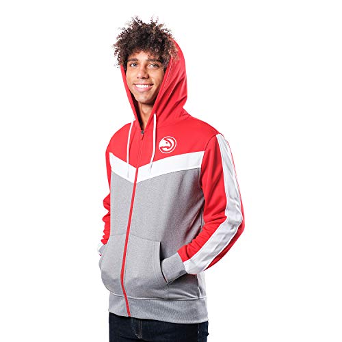 Ultra Game NBA Atlanta Hawks Mens Soft Fleece Full Zip Jacket Hoodie, Team Color, Large
