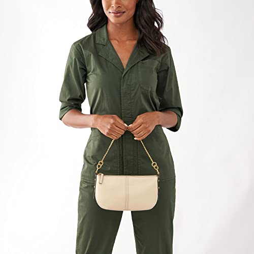 Fossil Women's Jolie Eco Leather Small Shoulder Bag Purse Handbag, Bone w/ Chain (Model: ZB1877105)