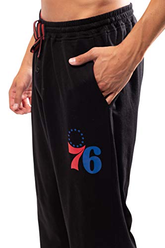 Ultra Game NBA Philadelphia 76ers Mens 2 Piece Super Soft Tee Shirt and Lounge Pants Set, Black, Small