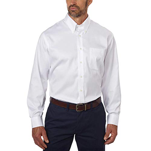 Kirkland Signature Men's Traditional Fit Button Down Dress Shirt, White (19 Neck, 37 Sleeve)