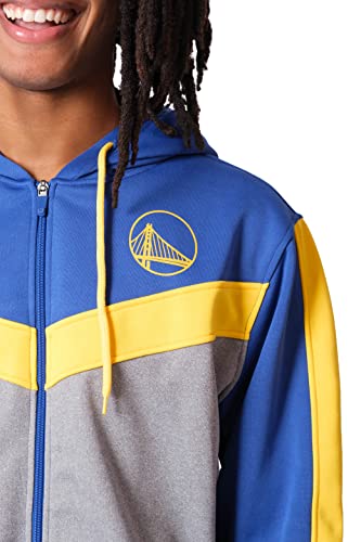 Ultra Game NBA Golden State Warriors Mens Soft Fleece Full Zip Jacket Hoodie, Team Color, Small